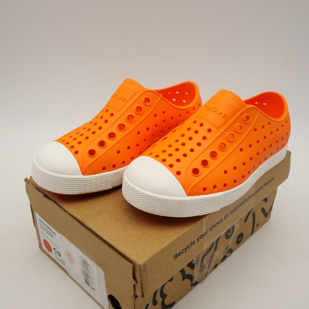 Native Jefferson Slip On Shoes City Orange White  Toddler Girls Boys 11 C11 NEW